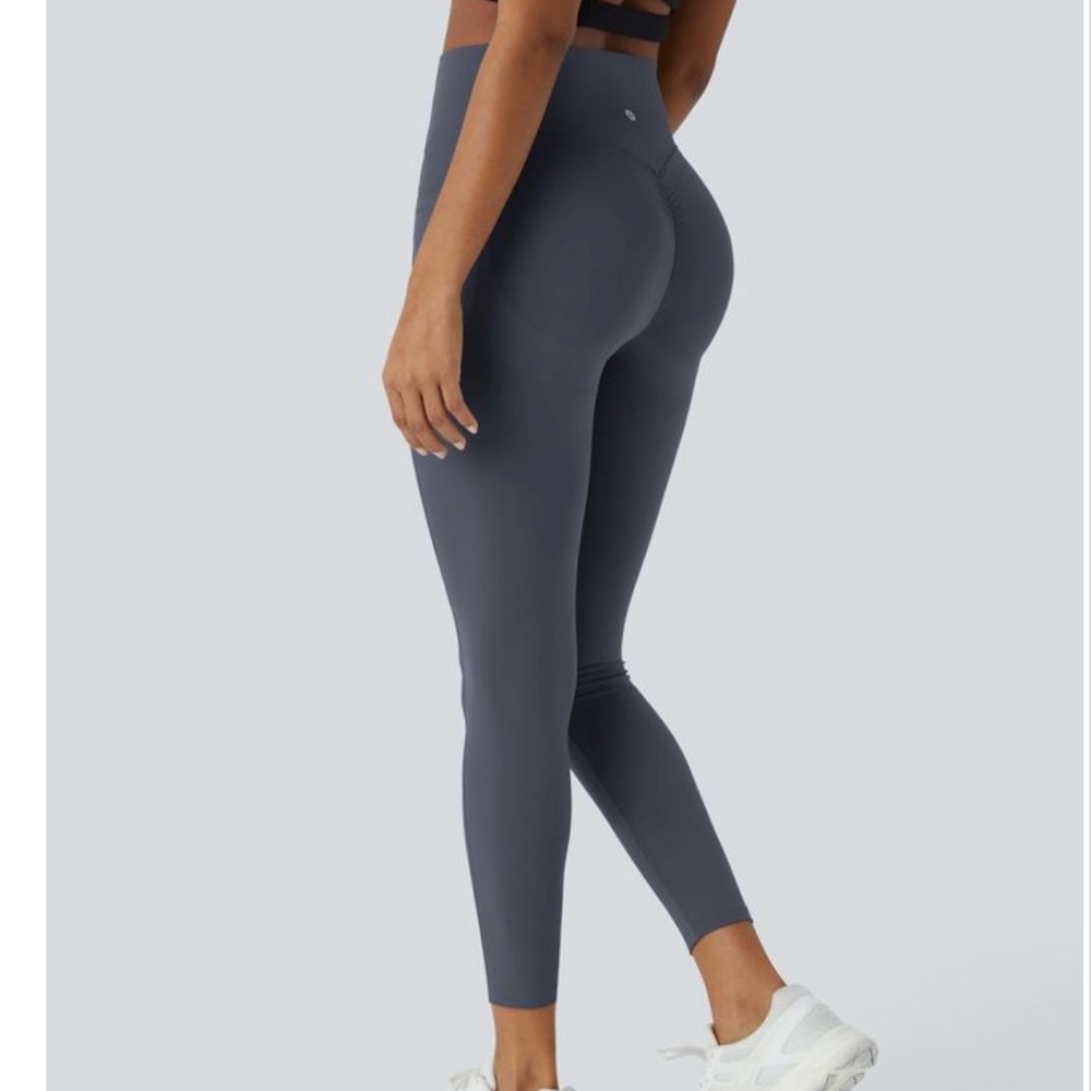 2 PAIR BRABD NEE High-Waisted BLACK $ BLUE GREY Leggings